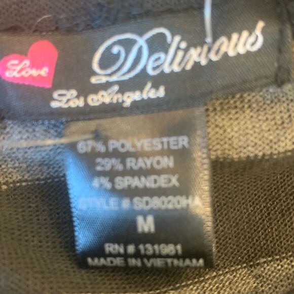 NEW Retro Mini Dress M Black Gray Delirious Los Angeles Y2K Cowl Neck Stretch - Picture 4 of 8